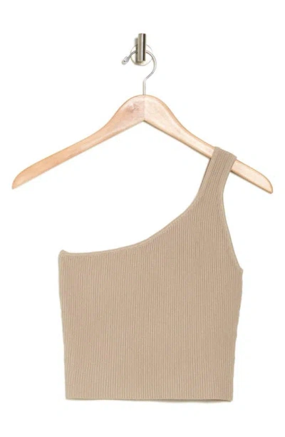 Nsr One-shoulder Sweater Knit Tank In Brown