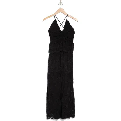 Nsr Scallop Lace Midi Dress In Black
