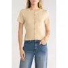 Nsr Scallop Short Sleeve Knit Cardigan In Neutral