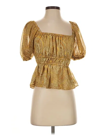 Pre-owned Nsr Short Sleeve Blouse In Gold
