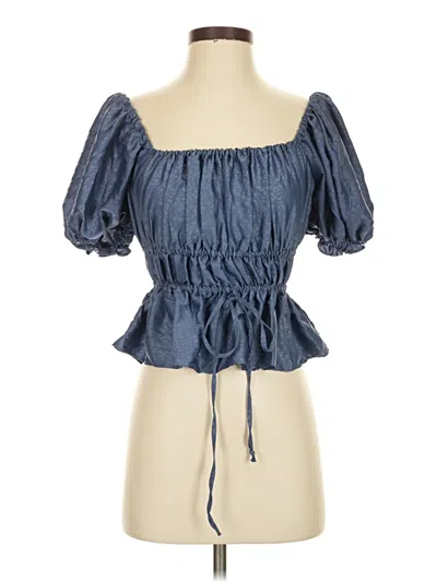 Pre-owned Nsr Short Sleeve Top Blue Sweetheart Neckline Tops