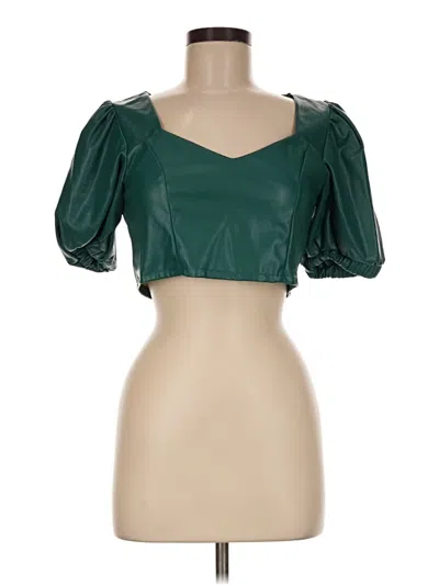 Pre-owned Nsr Short Sleeve Top Green Sweetheart Neckline Tops