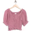 Nsr Smocked Bubble Sleeve Top In Multi