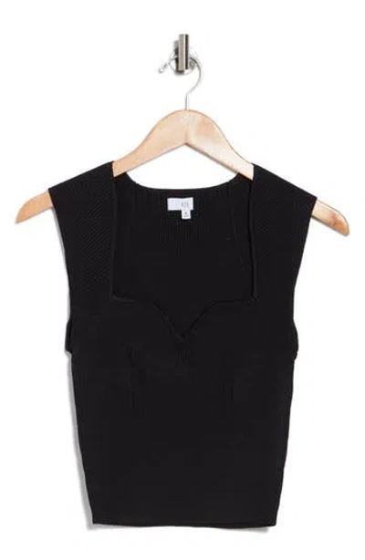 Nsr Sweetheart Sleeveless Sweater Top In Black