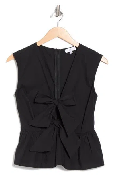 Nsr Tie Front Poplin Peplum Top