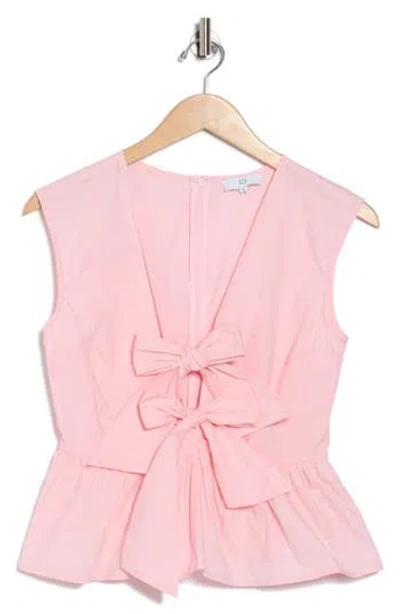 Nsr Tie Front Poplin Peplum Top