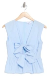 Nsr Tie Front Poplin Peplum Top
