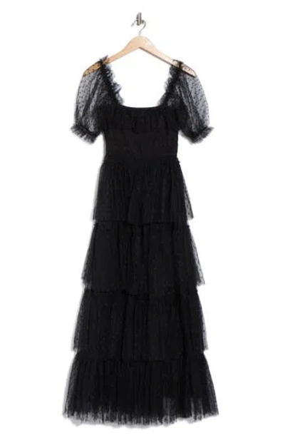 Nsr Tiered Dot Lace Maxi Dress