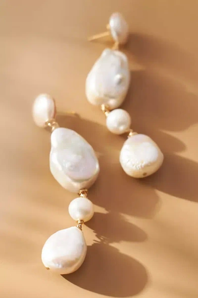 Nst Studio Baroque Pearl Drop Earrings In White