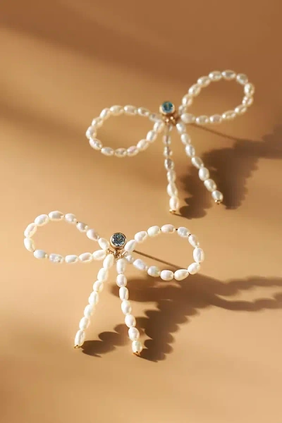 Nst Studio Crystal & Pearl Bow Earrings In White