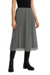 Nu Denmark Pleated Metallic Shimmer Midi Skirt In Gray In Gray
