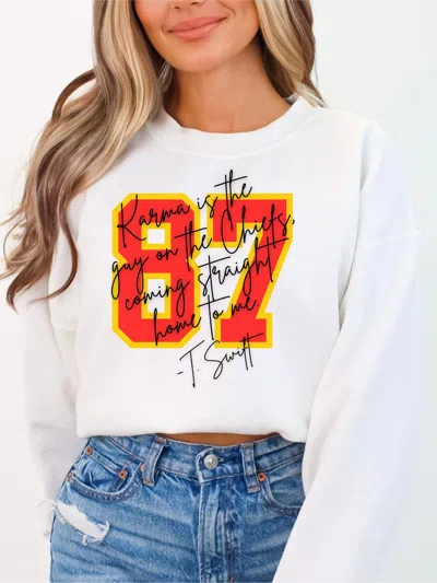Nu Kustomz Llc 87 Karma Is The Guy On The Chiefs Sweatshirt In White