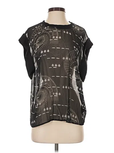 Pre-owned Nu Short Sleeve Blouse In Black