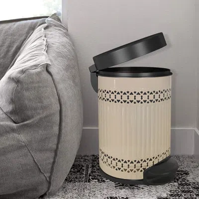 Nu Steel 5 Liter Trash Can In Ivory,black