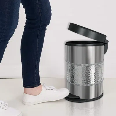 Nu Steel 5 Liter Trash Can In Silver,black