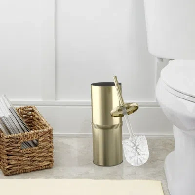Nu Steel Compact 15.5 In. H Free Standing Toilet Brush And Holder In Gold