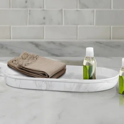 Nu Steel Compton Bathroom Accessory Tray In Marble