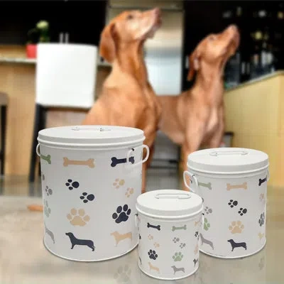 Nu Steel Jumbo Pet 3 Piece Food Storage Container Set In White