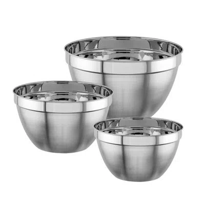 Nu Steel Stainless Steel 3 Piece Mixing Bowl Set In Silver