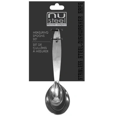 Nu Steel Steel 4-pieces Stainless Steel Measuring Spoon Set In Polished Chrome