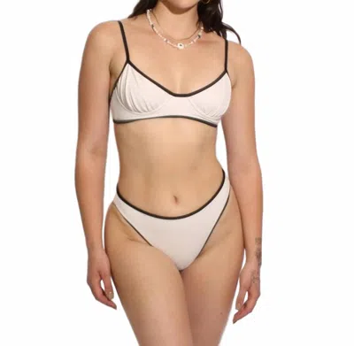 Nu Swim High Cut Bikini Bottom In Zinc/black In White