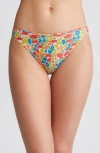 Nu Swim High Cut Bikini Bottoms In Red Multi