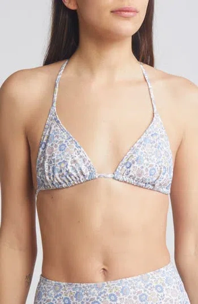 Nu Swim X Liberty London Drip Triangle Bikini Top In Blue Multi