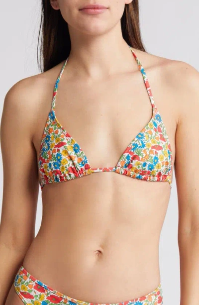 Nu Swim X Liberty London Drip Triangle Bikini Top In Red Multi