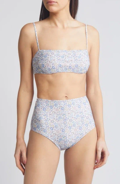 Nu Swim X Liberty London Lucky Floral Print Bandeau Bikini Top In Blue Multi