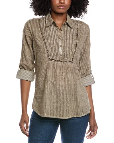 Nu Vintage Textured Blouse In Brown