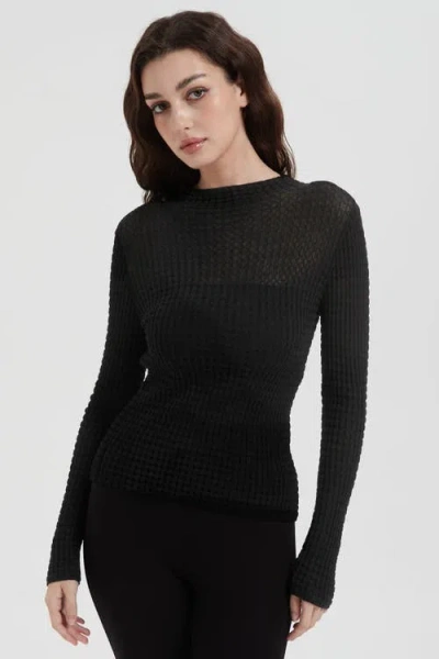 Nuaje Nuaje Auden Merino Wool Mock Neck Top In Black