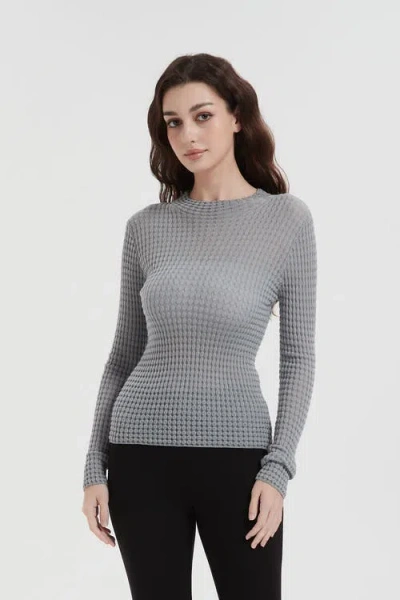 Nuaje Nuaje Auden Merino Wool Mock Neck Top In Grey
