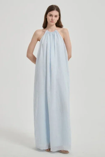 Nuaje Nuaje Elia Halter Ramie Maxi Dress In Blue