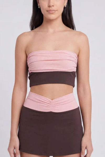 Nuaje Nuaje Isabelle Ruched Bikini Tube Top In Pink