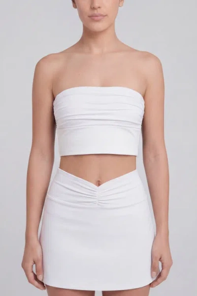 Nuaje Nuaje Isabelle Ruched Bikini Tube Top In White
