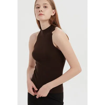 Nuaje Nuaje May Halterneck Wool And Silk Knit Tank In Brown