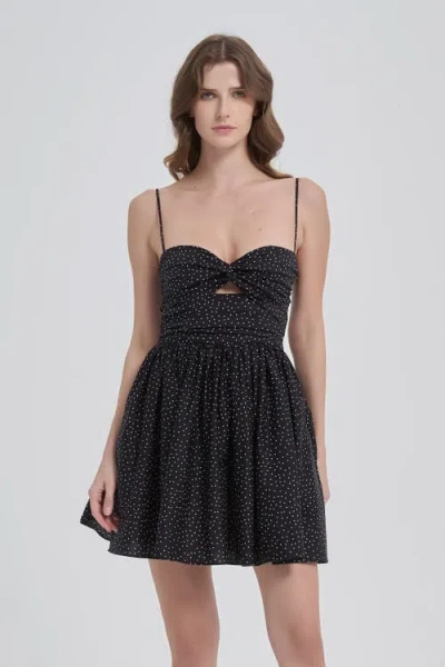Nuaje Nuaje Reverie Twist Front Ruched Cotton Mini Dress In Black