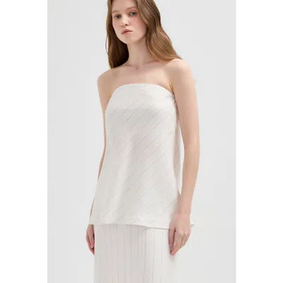 Nuaje Nuaje Rhea Strapless Bias Linen Top In White