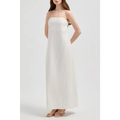 Nuaje Nuaje Rhea Strapless Midi Linen Dress In White