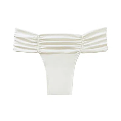 Nuaje Nuaje Women's Ariel Ruched Bikini Bottom In White