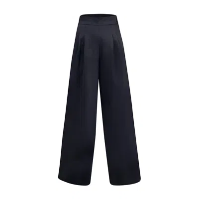 Nuaje Nuaje Women's Black Mia Linen Twill Pleated Wide-leg Pants