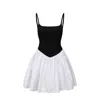 Nuaje Nuaje Women's Black / White Bianca Smocked Ballerina Mini Dress In Black And White In Black/white