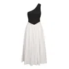 Nuaje Nuaje Women's Black / White Bianca Smocked One Shoulder Midi Dress In Black And White In Black