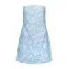 Nuaje Nuaje Women's Blue / White Rhea Strapless Mini Linen Dress In Blue