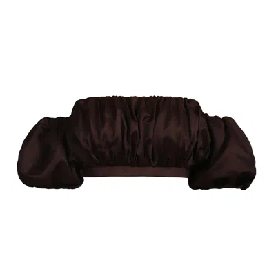 Nuaje Nuaje Isabelle Cotton Silk Off-shoulder Crop Top In Brown
