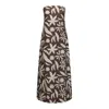 Nuaje Nuaje Women's Brown / White Rhea Strapless Midi Linen Dress In Brown