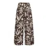 Nuaje Nuaje Women's Brown / White Rhea Wide Leg Linen Pant In Brown