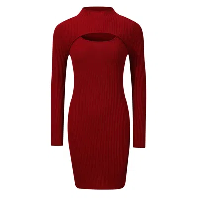 Nuaje Nuaje Women's Jess Merino Wool Cut Out Mini Dress In Red