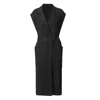 Nuaje Nuaje Women's Marlee Merino Wool Long Cardigan Vest - Black In Black