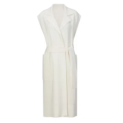 Nuaje Nuaje Women's Marlee Merino Wool Long Cardigan Vest - White
